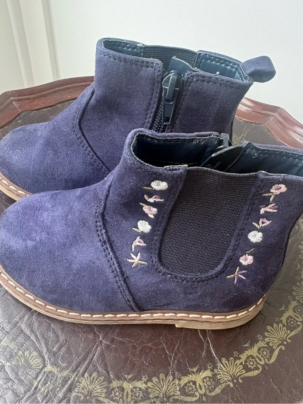 Wonder Nation Toddler Blue Faux Suede Booties Size 6